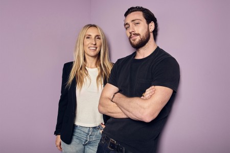 A picture of Sam and Aaron Taylor-Johnson.